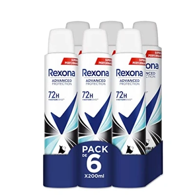Imagen de Rexona Desodorante Aerosol Advance Protection Invisible Aqua 72 h para mujer 200 ml Pack de 6