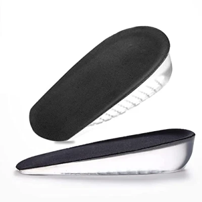 Imagen de Qrity 1 Pare Plantilla Fabricadas en Gel de Silicona 3CM, Invisibilidad Cómodos Plantillas, Deportes Taloneras Elásticas Amortiguadoras para Hombres