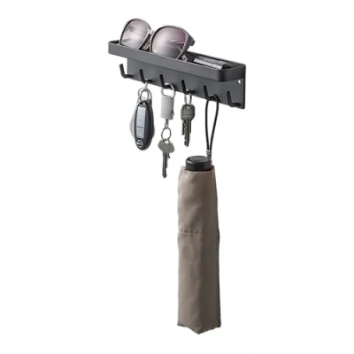 Imagen de YAMAZAKI 2755 SMART Gancho magnético para llaves con bandeja, negro, Acero, minimalista, 24.5 x 4.5 6 cm