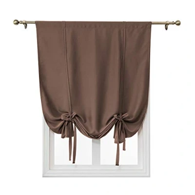 Imagen de ele ELEOPTION Cortina Opaca con Bolsillo para Barra, de Oscurecimiento Térmico Habitación, Sala Estar, Cocina, Ventana Pequeña (100x120cm, Café)