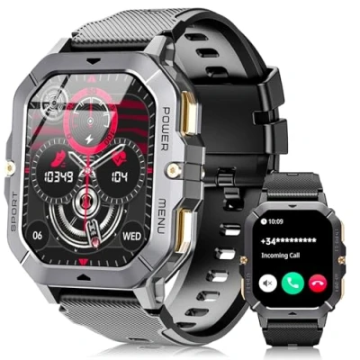 Imagen de OUKITEL Reloj Inteligente Hombre, Smartwatch 2.02&#039;&#039; con Llamadas Bluetooth, 100+ Modos de Deporte, Impermeable IP68, Monitor frecuencia Cardiaca y sueño, Android iOS