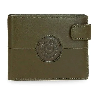 Imagen de Pepe Jeans Cracker Cartera Horizontal con Cierre de Clic Verde 11x8,5x1 cms Piel
