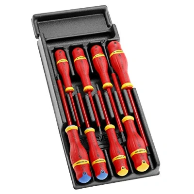 Imagen de FACOM Juego de 8 Destornilladores Aislados 1000V en Módulo Plástico, Compatible con Sistema Modular FACOM, Adaptado a Carros CHRONO y JET, Protwist®, MOD.AT1VE
