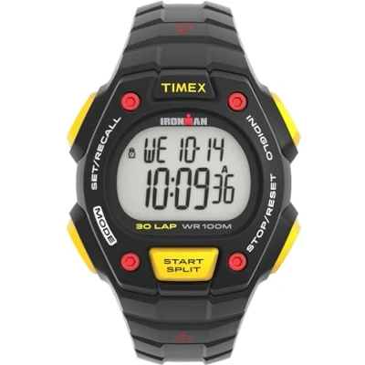 Imagen de Timex Ironman Classic 30 Reloj para hombre de 41 mm, pulsera en resina negra, esfera digital, caja negra TW5M58900