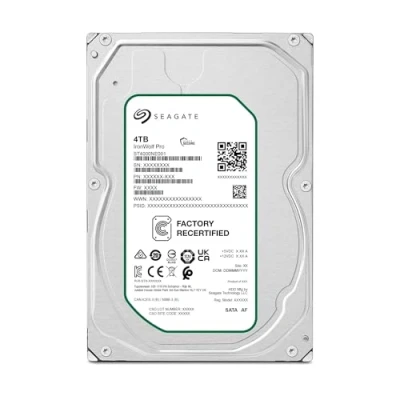 Imagen de Seagate IronWolf Pro, 4TB, NAS, Disco duro interno, HDD, CMR 3,5&quot; SATA 6 GB/s, caché 256 MB, almacenamiento RAID (ST4000NE001) (Reacondicionado)