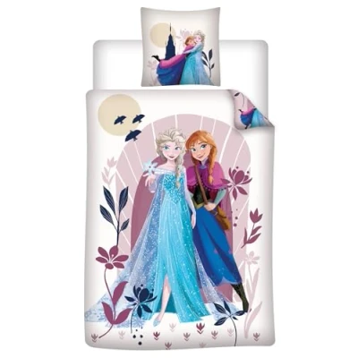 Imagen de Parure de lit réversible DSN La Reine des Neiges Anna et Elsa 140 cm x 200