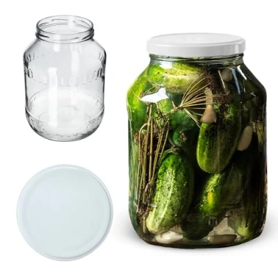 Imagen de KADAX Tarros de cristal para conservas (2,5 L, fi100 mm, tapa blanca)