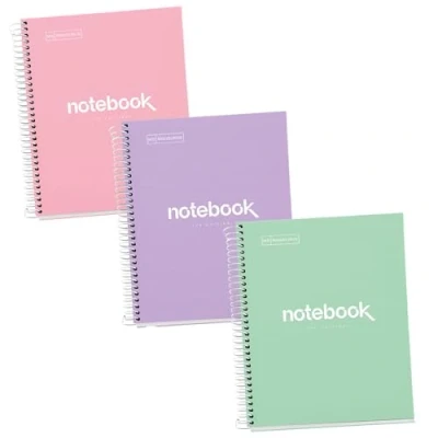 Imagen de Miquelrius Pack 3 Cuadernos Notebook Emotions A5, 80 Hojas 90 g/m², Rayado Punteado (Dots), 1 Franja de Color, Espiral Microperforado, Tapa Extra Rígida, 2 Taladros, Colores Pasteles Claros