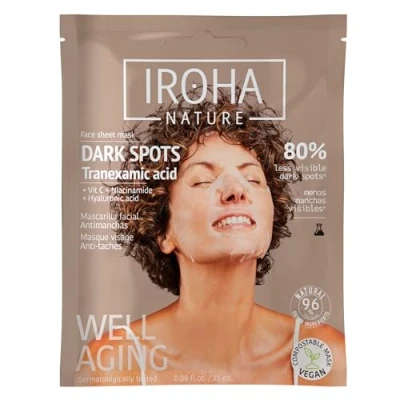 Imagen de IROHA NATURE Mascarilla Facial Iluminadora Con Ácido Tranexámico, Niacinamida y Vitamina C Ayuda a Unificar el Tono Potenciar la Luminosidad