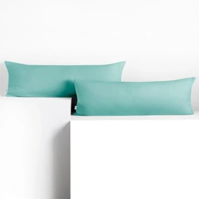 Imagen de DecoKing 2 Fundas de Almohada 40 x 200 cm, algodón, con Cremallera, Color Turquesa Claro ámbar