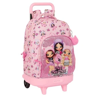 Imagen de Safta NANANA FABULOUS Mochila Grande con Ruedas, Compacta, Extraíble, Ideal para Niños de Diferentes Edades, Cómoda y Versátil, Calidad Resistencia, 33x22x45 cm, Color Rosa