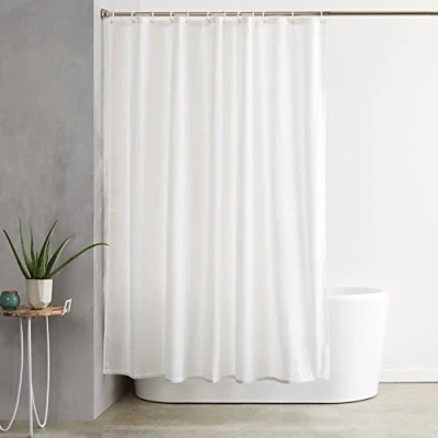 Imagen de Amazon Basics Cortina de Ducha poliéster, 180 x cm, Color Blanco