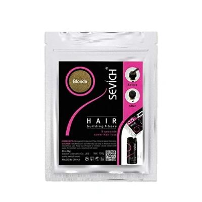 Imagen de Sevich fibras capilares unisex 5 segundos disimula la caída del cabello, reconstruye el naturales de queratina para cabello debilitado, 100g rubio