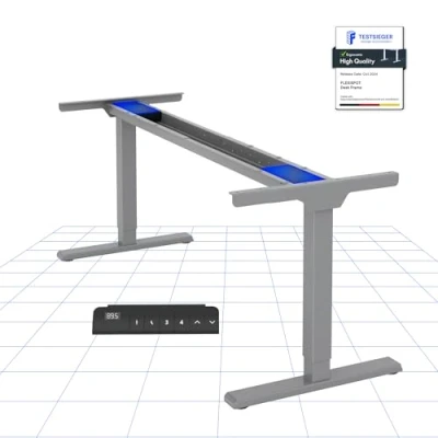 Imagen de FLEXISPOT Marco de Escritorio pie Altura Ajustable Eléctrica con 2 Potentes Motores, Bastidor Acero Regulable en Altura, Panel Inteligente 4 Función Memoria, 100 KG Carga (Gris)