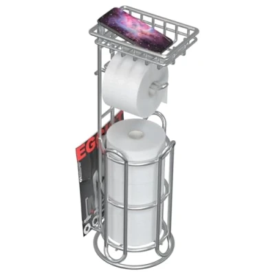 Imagen de TreeLen Portarrollos de Papel higiénico Mega Roll Acero Inoxidable para baño, Soporte pañuelos, con Estante teléfono/toallitas y revistero Independiente, Cromo