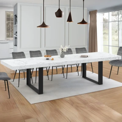 Imagen de Mesa de comedor extensible ALASKA PHOENIX, rectangular, 6 12 personas, tablero efecto mármol blanco, 200 300 cm IDMarket