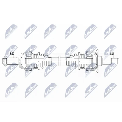 Imagen de NTY NPW BM 159 Árbol de Transmisión Eje trasero izquierda 761 automática con tuerca BMW: 5 Touring, Berlina, 6 Gran Coupe