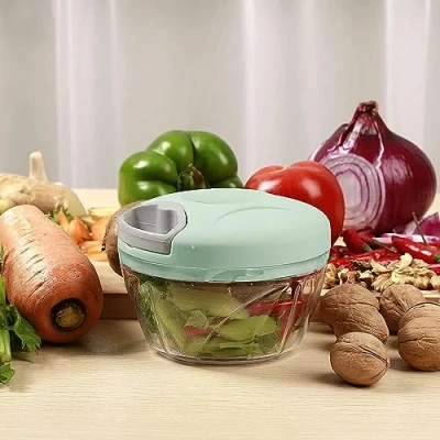 Imagen de HOME GOODS Picadora Manual, de Verduras, Verduras y Frutas, Cortador Universal Cocina, Picador cebollas con Tirador 420ml (Verde)