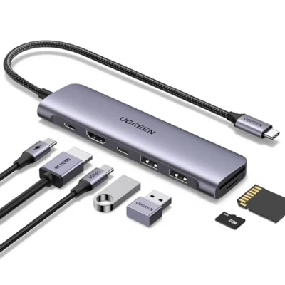Imagen de UGREEN Revodok 1071 Hub USB C Adaptador A 4K HDMI y 2 3.0 Lector Tarjeta SD TF PD 100W Carga Compatible con MacBook Pro Air M3 M2 M1, iPad Air, iPhone 16 Plus Max, Galaxy S24