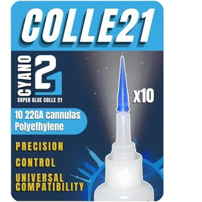 Imagen de 10 Cánulas de precisión Colle21. Paja precision polietileno con un diámetro 22GA, canulas para pegamento.