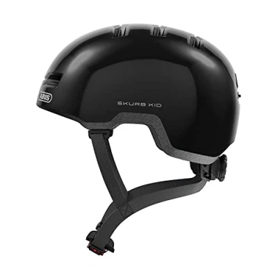 Imagen de ABUS casco infantil Skurb Kid de bicicleta robusto en look skater con espacio para una coleta y variedad diseños niñas niños negro brillante, talla M