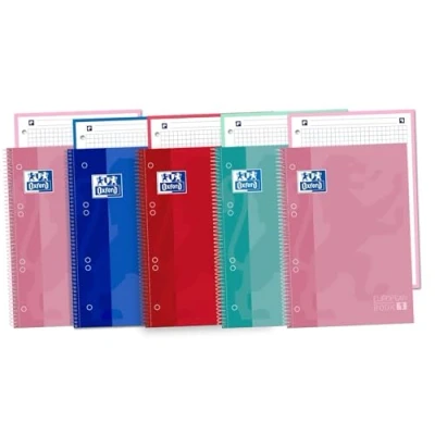 Imagen de Oxford, Cuadernos A5 tapa dura, cuadriculado 5x5 , 80 hojas microperforadas, paquete 5 unidades, colores surtidos