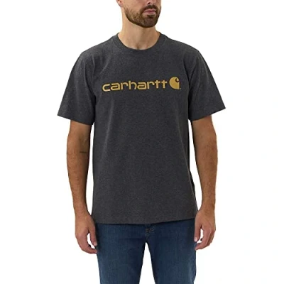 Imagen de Carhartt, Hombre, Camiseta De Manga Corta Con Logotipo Gráfico, Tejido Grueso, Ajuste Ligeramente Holgado, Gris carbón jaspeado, XL