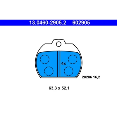 Imagen de ATE 13.0460 2905.2 Juego de pastillas freno no preparado para indicador desgaste, excl. contacto avisador desgaste VOLKSWAGEN: Escarabajo