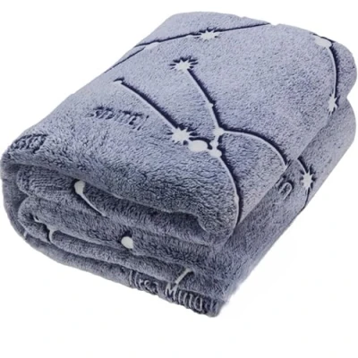 Imagen de Kanguru 1163 Manta para Cama Individual Que Brilla en la Oscuridad, 100% poliéster, Turquesa, Sencillo, Talla única
