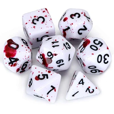 Imagen de FLASHOWL DND Juego de Dados con Spray Irregular Punto Azul Roles poliédrico D20 Dice Dungeons and Dragons 7 (Fucsia)