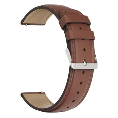 Imagen de TOOBUR Correa de reloj 22mm, Pulsera repuesto cuero vintage, para hombres y mujeres, Compatible con relojes 22 mm ancho, modelo universal, MarrónOscuro