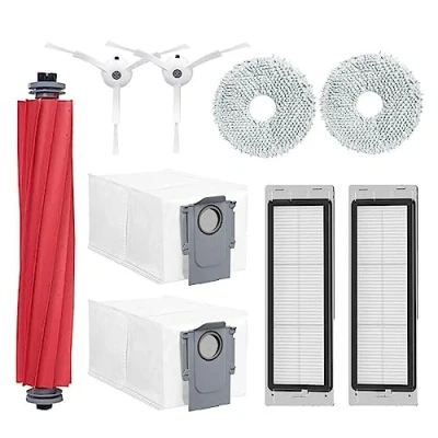 Imagen de Odashen Juego de 9 accesorios repuesto para robot aspirador Roborock Q Revo/Roborock P10, incluye cepillo principal, paño fregona, bolsa polvo, filtro, lateral