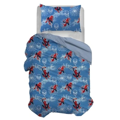 Imagen de Spiderman, Juego de Funda nórdica Individual algodón, Azul, 155 x 200 cm, Almohada 50 80 diseño Marvel, 100% Producto Oficial