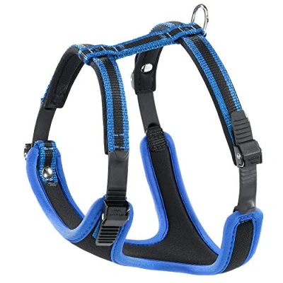 Imagen de Ferplast Arnés Perro Mediano ERGOCOMFORT Medium, para Perros Ajustable, Cómodo, Acolchado, Doble Cierre de Microajuste, Liberación Rápida, Azul