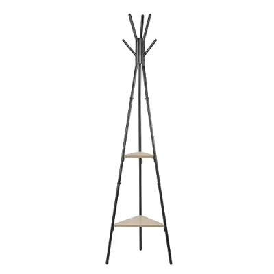 Imagen de VINTHERA MOA Perchero con Pie en Acero y Madera, 49.5x49.5x180 cm