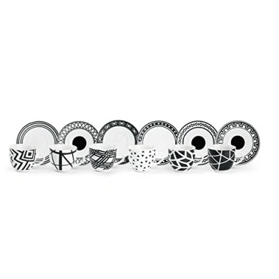 Imagen de Excelsa Emily Servicio de Tazas café con Plato, Porcelana, Blanco/Negro, 90 ml.