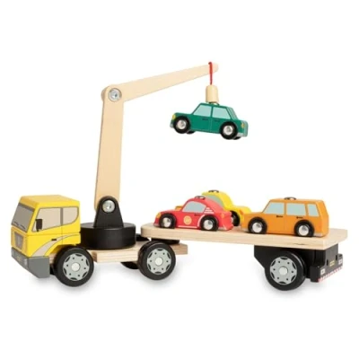 Imagen de Nene Toys Camión Magnético con 4 Coches de Madera y 1 Remolque Desmontable para Niños 3+ Años Grúa Interactiva Juguete Educativo Vehículos Regalo Niñas