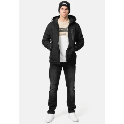 Imagen de Lonsdale MIT Kapuze Normale Passform Ballywildrick Chaqueta de invierno, Hombre, Talla: Large, Black white