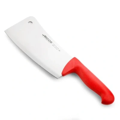 Imagen de Arcos Cuchillo Carnicero Cleaver Hoja Acero Inoxidable 9&quot; Mango Polipropileno Plateado istema Identificación Color Resistente y Higiénico erie 2900 Rojo