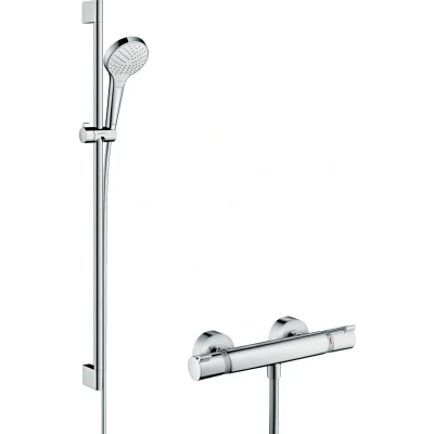 Imagen de Hansgrohe 27014400 Croma Select S Vario combinación de set ducha y termostato, 0,90m, 3 tipos chorro, blanco/cromo