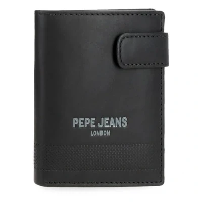 Imagen de Pepe Jeans Deep Cartera Vertical con Cierre de Clic Negro 8,5x10,5x1 cms Piel by Joumma Bags