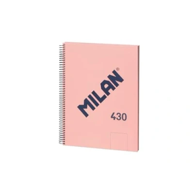 Imagen de MILAN® Cuaderno A4 con espiral y tapa dura, 80 hojas blancas de 95 gr/m², colección 430 since 1918, rosa