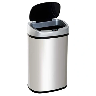 Imagen de HOMCOM Cubo de Basura Apertura Automática Sensor Papelera Reciclaje para Cocina Dormitorio 48L Acero Inox