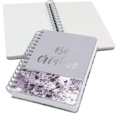 Imagen de Sigel JN607 Cuadernos espirales premium, 16.8 x 21.5 cm, punteado, tapa dura, motivo jaspeado, morado/blanco, Jolie