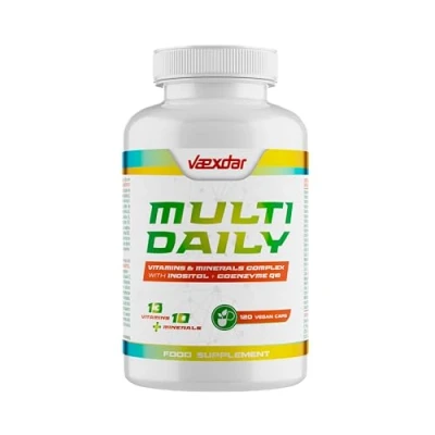 Imagen de Vaexdar Multi Daily Multivitaminico con Coenzima Q10 + Inositol Vitaminas y minerales Coenzyme Multivitaminas 4 Meses de Duración 120 Cápsulas Vegetales