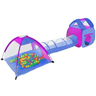 Imagen de TecTake Tienda Infantil en Forma de iglú con túnel + 200 Bolas Bolsa Carpa campaña para niños (Multicolor 2 401233)
