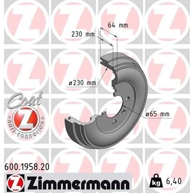 Imagen de Tambor de freno ZIMMERMANN 600.1958.20