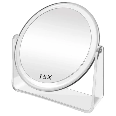 Imagen de FANCYSEEU espejo de maquillaje con aumento 7 pulgadas doble cara 1X/7X, rotación 360, cosmético alta definición