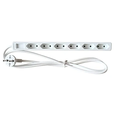 Imagen de as Schwabe Euro 11315 Regleta de enchufes 6 vías, enchufe múltiple con cable 1.4 m, toma corriente 230V/2.5A protección contacto aumentada, color blanco