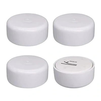 Imagen de SKIR&#039;CO Paquete de 4 patas plástico ajustables en altura para muebles, redondas 55 mm diámetro, autoadhesivas, con calcomanías (4, blanco)